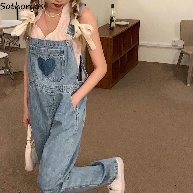Women Denim Jumpsuits Sweet Vintage Spliced Japan Style Kawaii Streetwear Overalls Fashionable Loose Leisure Harajuku Students |