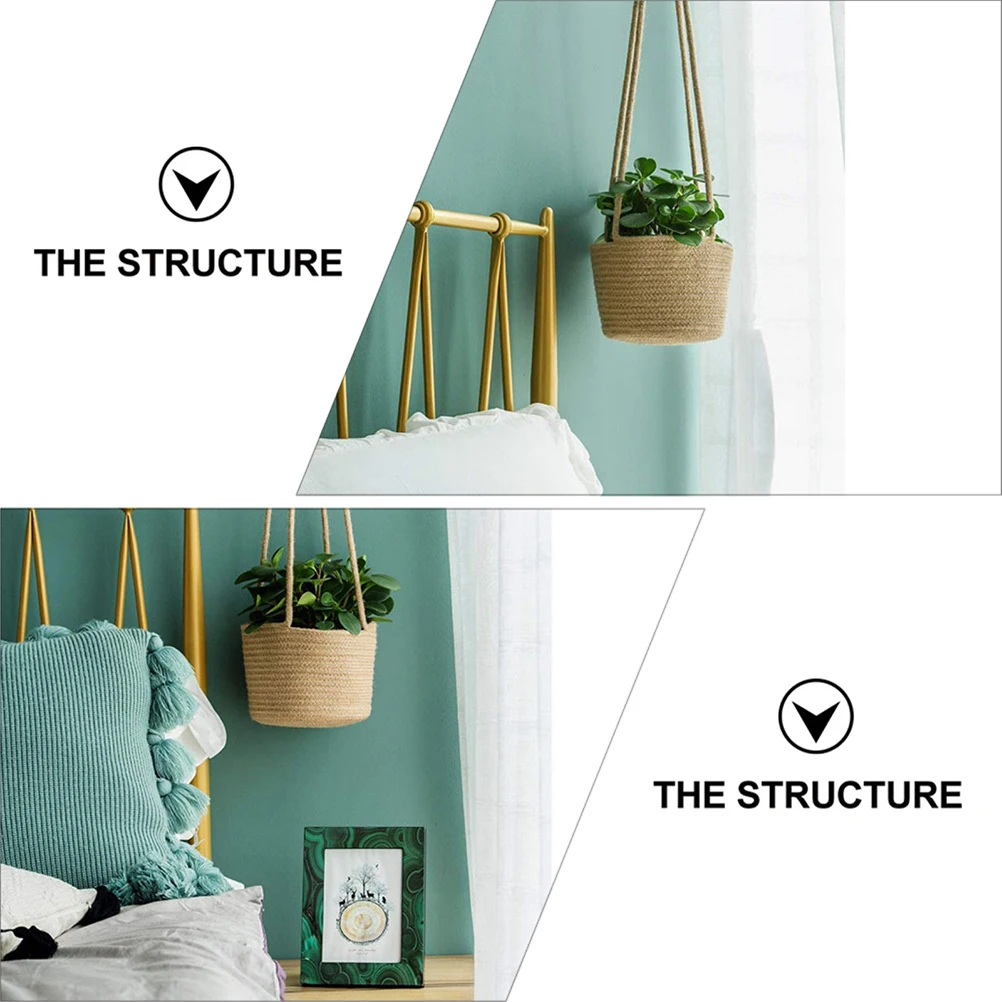 

1pc Cotton Rope Woven Plant Pot Linen Hanging Planter Decor for Home Office