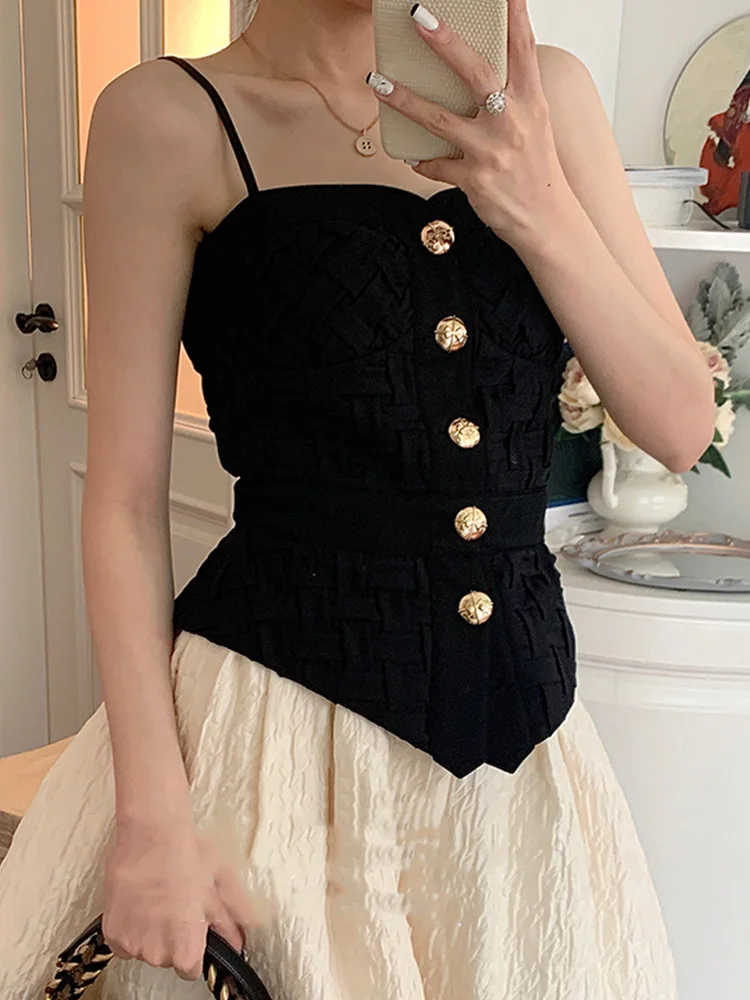 Sexy Leaky Shoulder Braided Single Breasted Tube Top Sling Ladies Autumn New Style Personality All-match Top