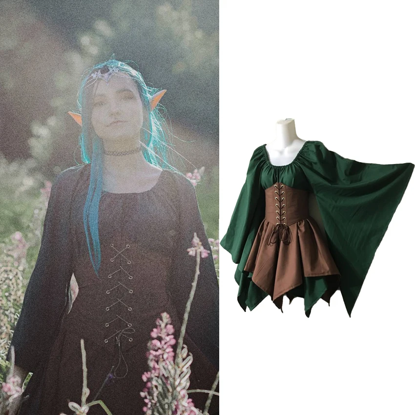 Женское викторианское готическое средневековое платье Elf Elves карнавальные