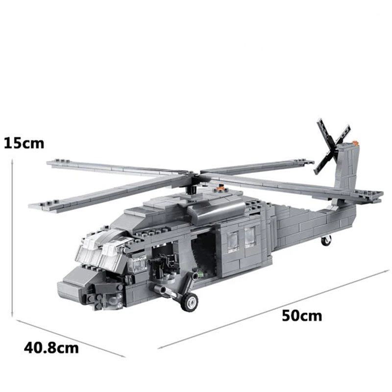 

New 562pcs 50cm Big Armed Black Hawk Helicopter Building Blocks Model Bricks Military Soldiers SWAT Toys for Children