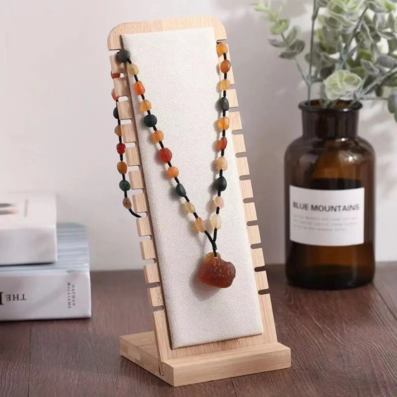 

CPDD Bamboo Jewelry Display Stand Necklace Display Stand Wooden Multiple Necklace Easel Showcase Display Holder for Necklaces