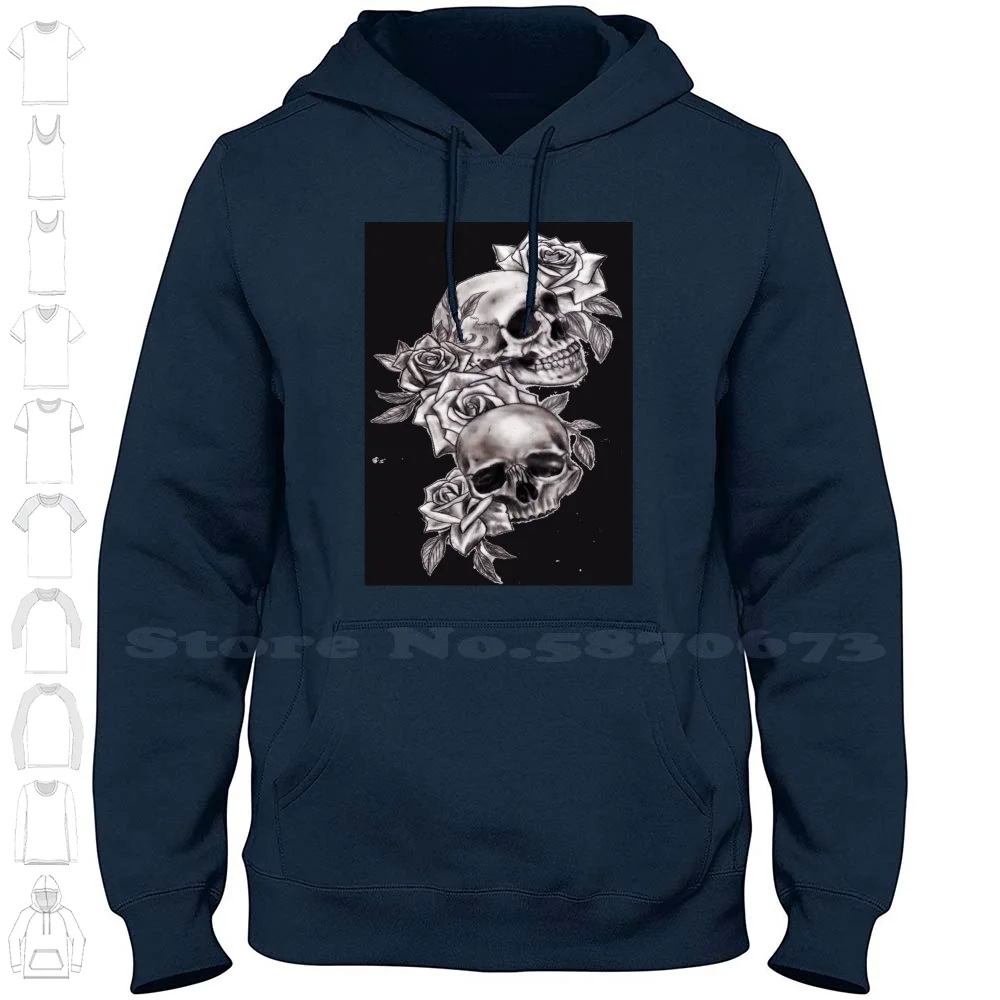 

Толстовка с двойными черепами и розами для мужчин и женщин, свитшот с двойной головой с розами