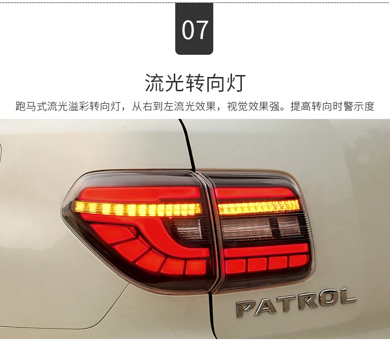 KOWELL Car StylingFor NISSAN Patrol 2012- taillight Royale LED rear lamp with dynamic turn signal and DRL