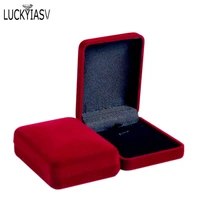 wholesale 20pcslot red velvet wedding bride jewelry necklace pendant box gift colar earrings trinket display organizer case