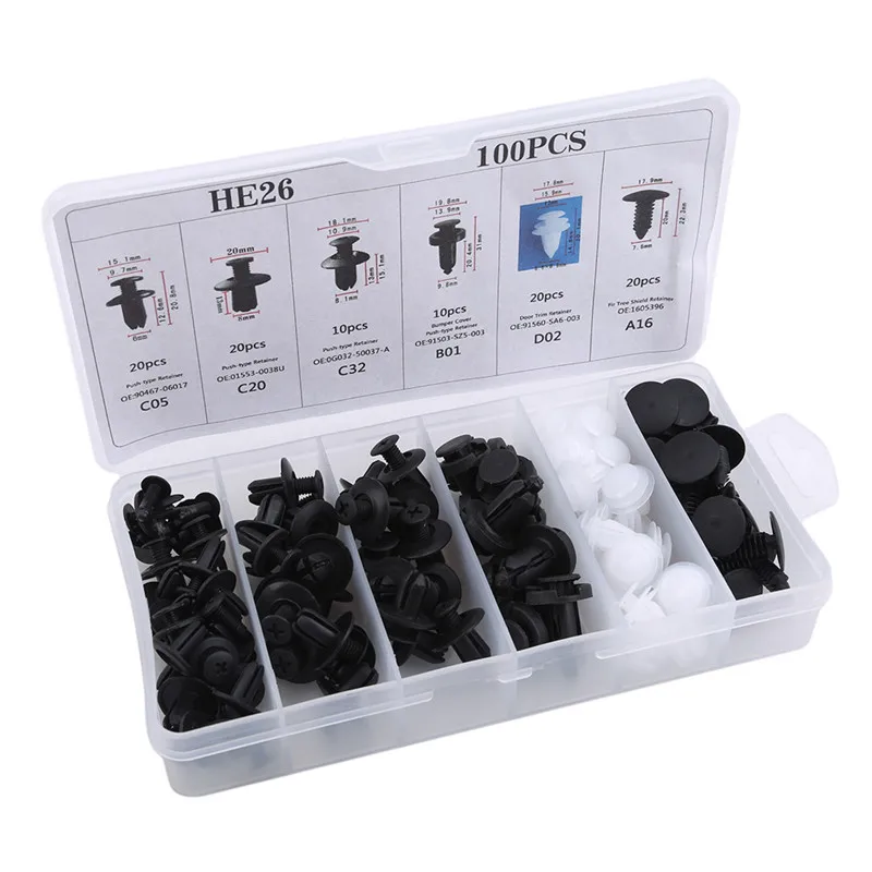 

100pcs Push Type Bumper Grille Radiator Retainer Clips For Ford Chrysler Car Accessories Black Useful