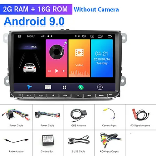 Podofo 2din Android Авторадио автомобильный gps мультимедийный плеер для VW SKODA Octavia GOLF 5 6 PASSAT B6 JETTA сиденье для Polo TIGUA - Цвет: 2 16G