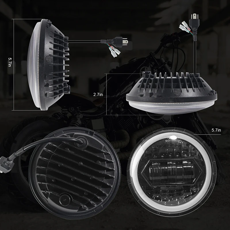 5 75 дюймов светодиодный мотоцикл Проектор фары DRL Высокая/ближнего и дальнего