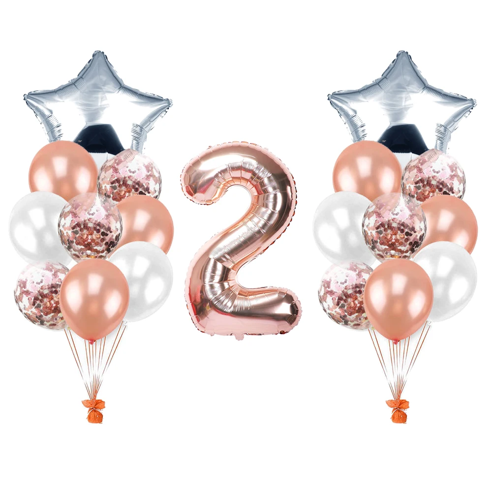 ZLJQ 2 й день рождения шары День украшение воздушные из фольги Globos Золотой Розовый