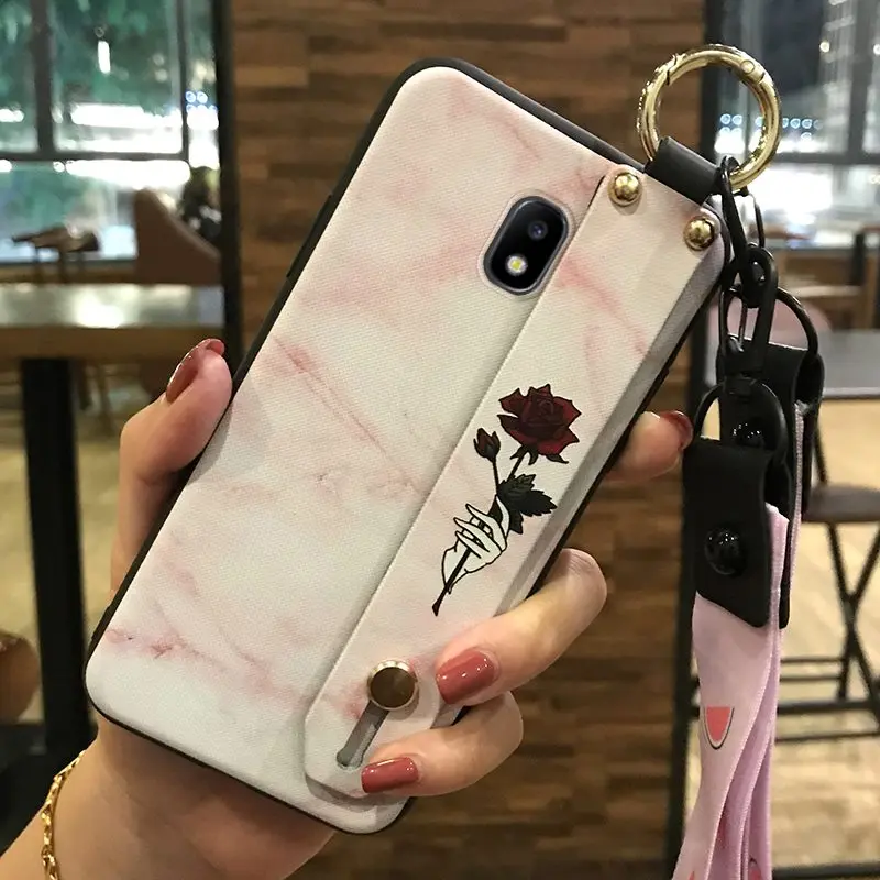 Ударопрочный чехол для телефона с ремешком Samsung Galaxy J730 / J7 2017 /J7 Pro Flower Series Тонкий