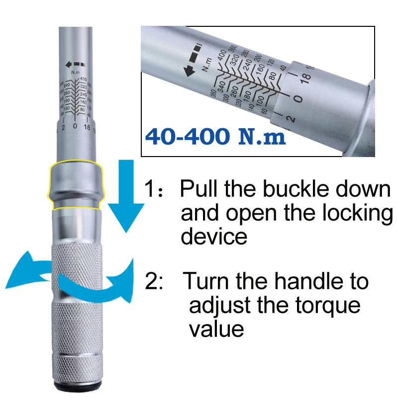 ARITER 40-400nm ключ с регулируемым крутящим моментом 1/2 трещотка головка Высокая точность большой механический ремонт крутящий момент ключ