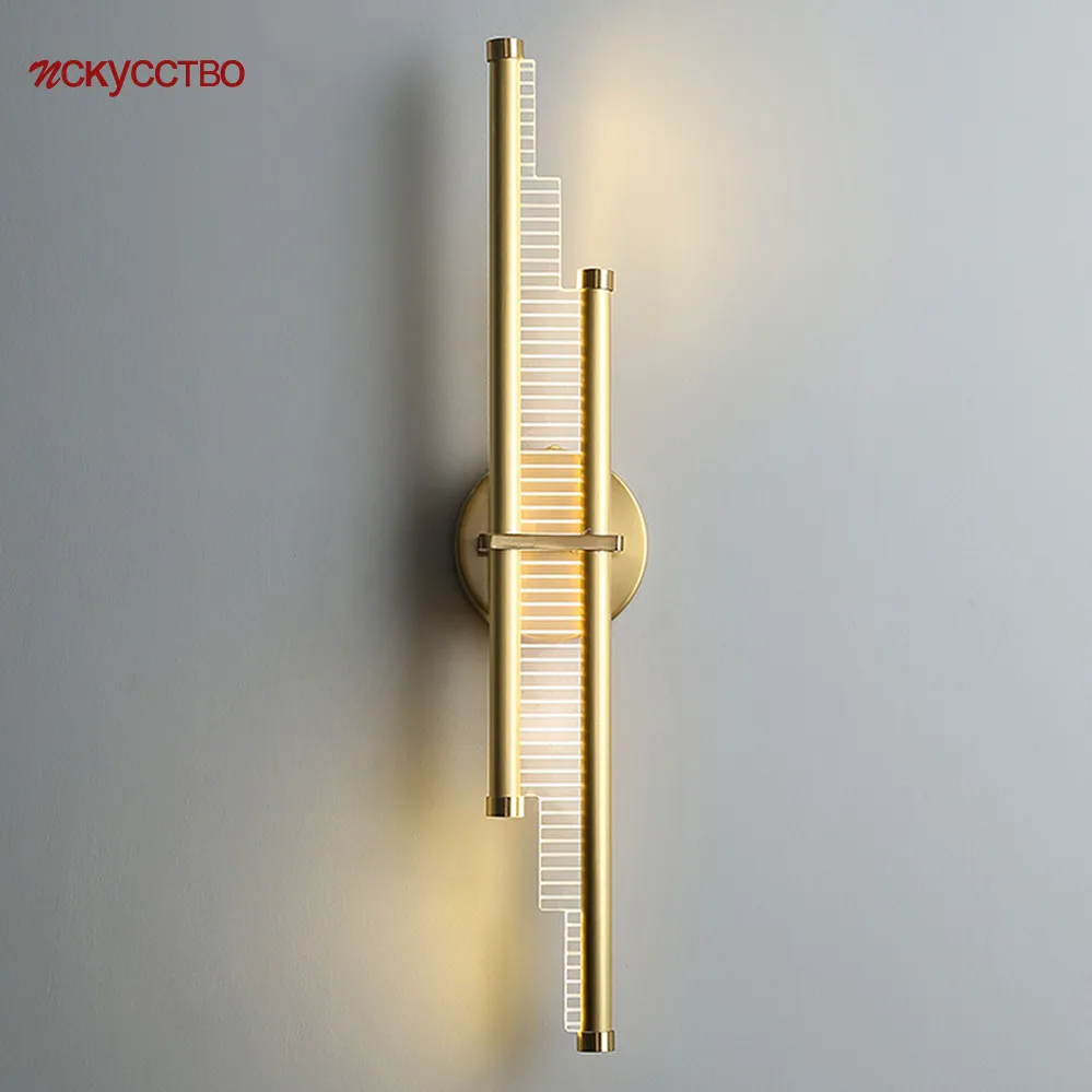 

Постмодернистский дизайнерский Золотой Длинный светодиодный настенный светильник для прихожей, коридора, столовой, роскошное внутреннее ...