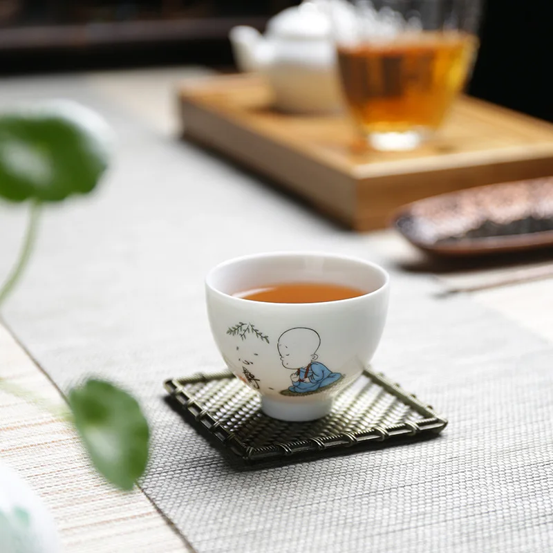 Керамический нефритовый фарфор белый чашка Zen шляпа Подарочный чайный набор 6