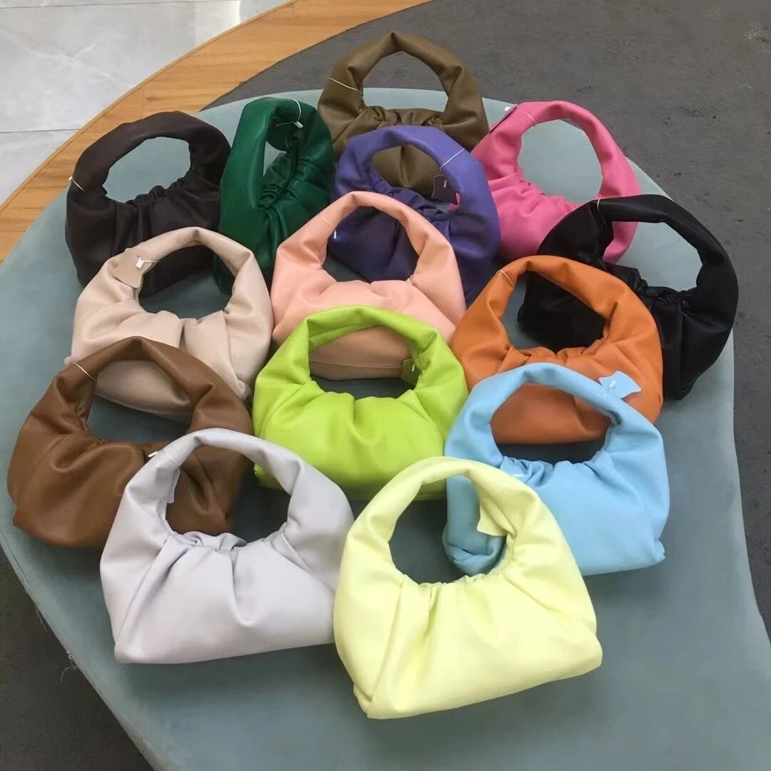 

Personalized Genuine Soft Leather Pouch Women Cloud Bag New Small Handbag Fashion Hand Purse Clutch Bag Dumpling Shoulder Bag