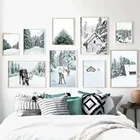 Настенная Картина на холсте зимний пейзаж сосновый лес фотообои скандинавские плакаты и принты настенные картины для декора гостиной