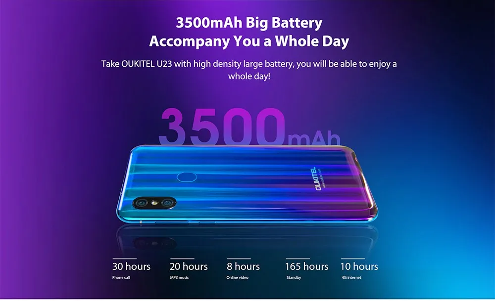 OUKITEL U23 4G смартфон 6,18 дюймов Android 8,1 MTK 6763T Восьмиядерный 2,0 ГГц 6 ГБ ОЗУ 64 Гб ПЗУ 16,0 Мп+ 2,0 МП 3500 мАч мобильный телефон