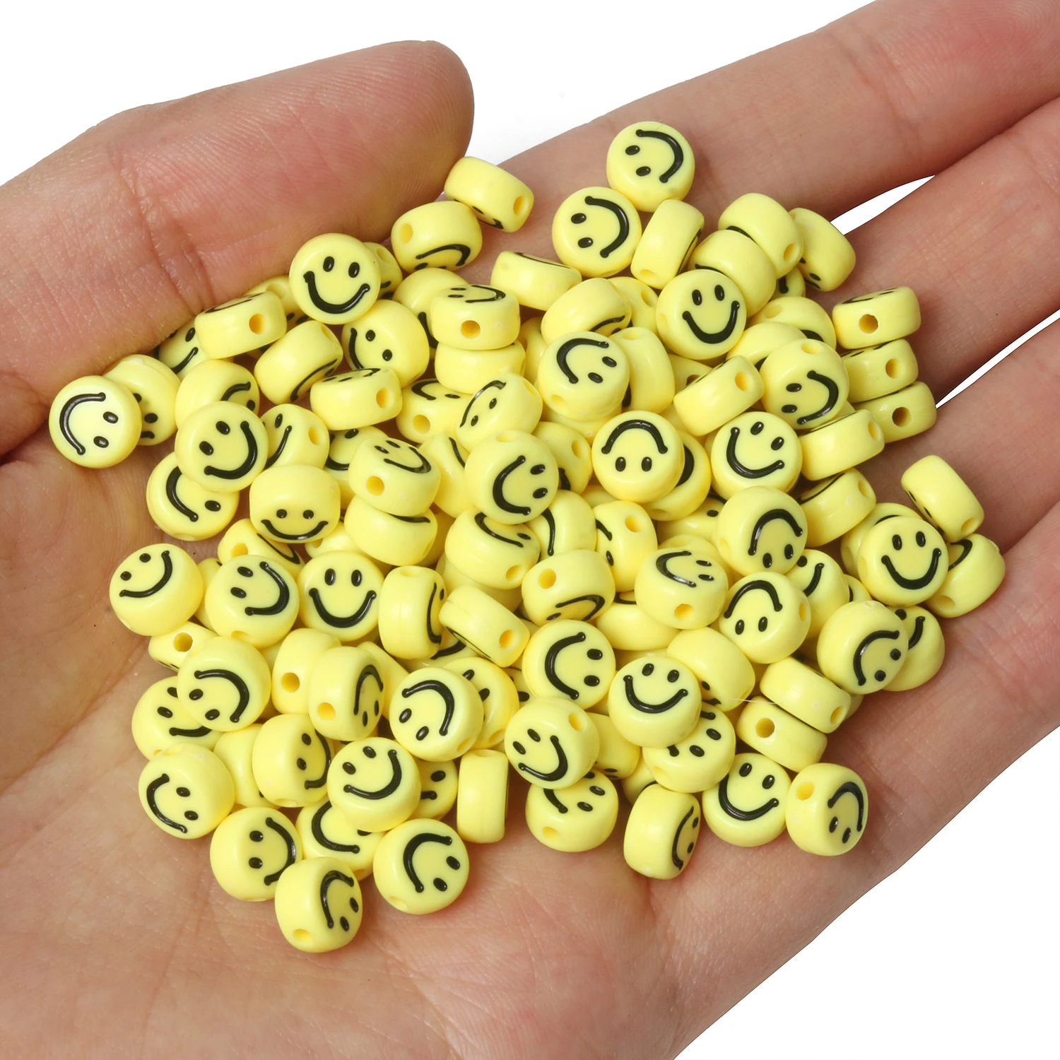 Жёлтые акриловые бусины с улыбающимся лицом полимерная глина разделительные