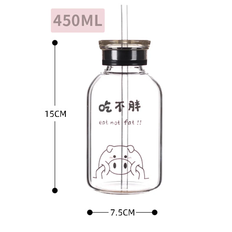 

Water Bottle with Straw Glass Bottle Drinkware Cute Water Bottle Milk Cartoon Water Bottle Cute Water Bottle for Girl My Bottle