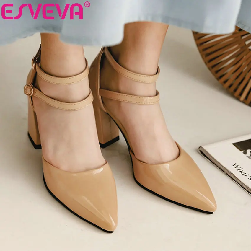 Женские туфли лодочки с пряжкой ESVEVA летние босоножки из двух частей на высоком