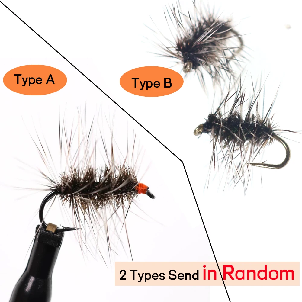 Wifreo 6PCS Griffith's Gnat Midge Fly Dry Fly Trout Fly Fishing Flies Bait Size 14 16 18 20