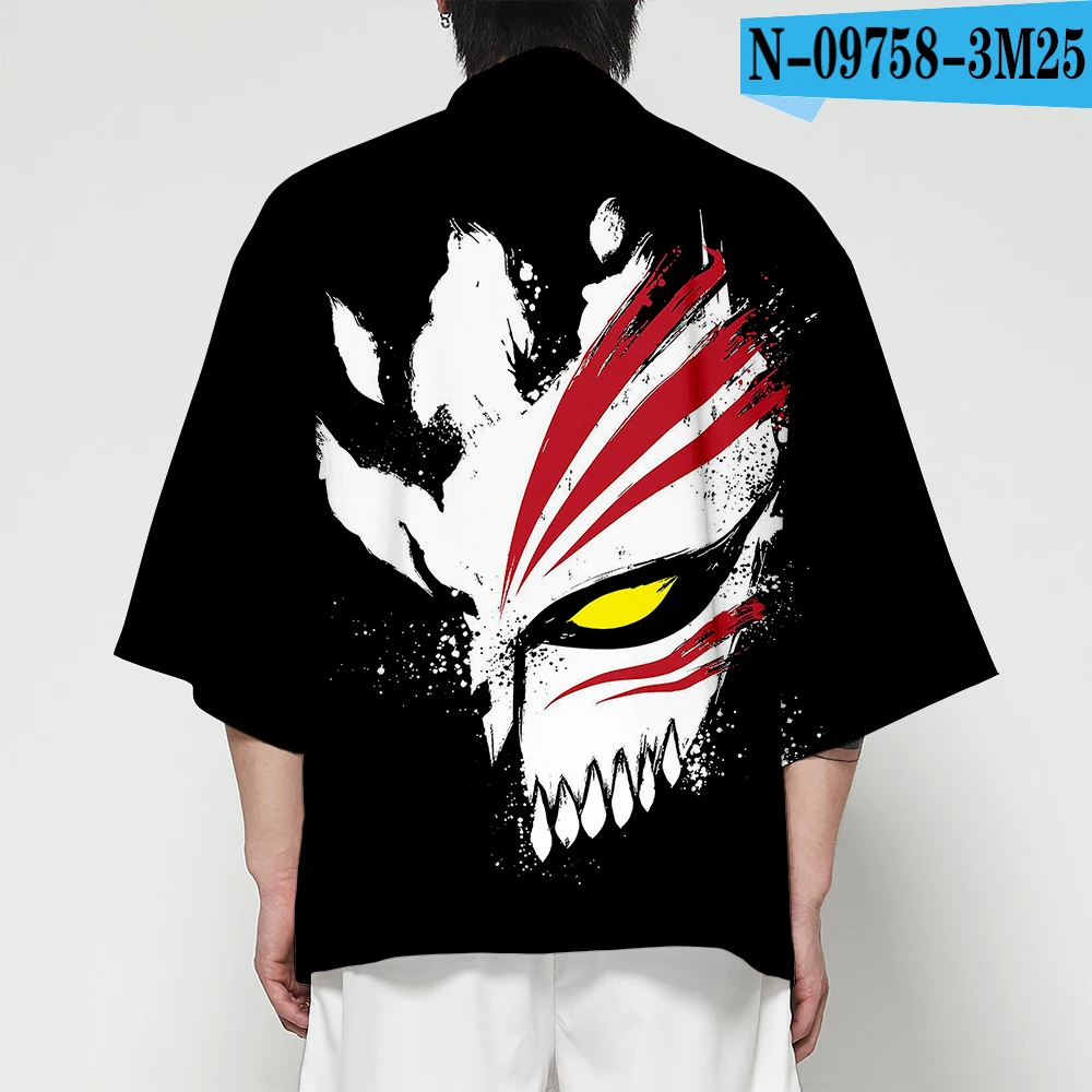 

Кимоно для косплея из аниме Отбеливающее японское, хаори юката для мужчин и женщин, повседневный крутой кардиган с коротким рукавом для мал...