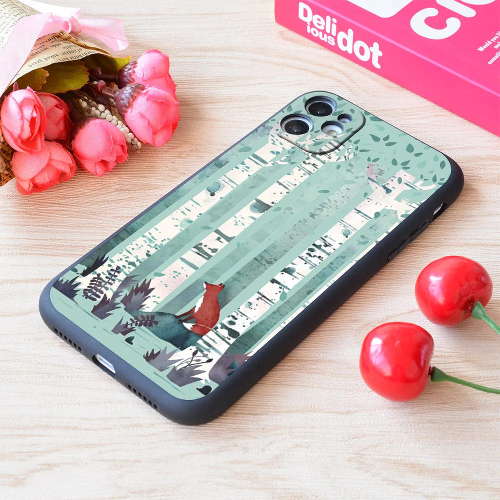 

For iPhone The Birches Print Soft Matt Apple Case