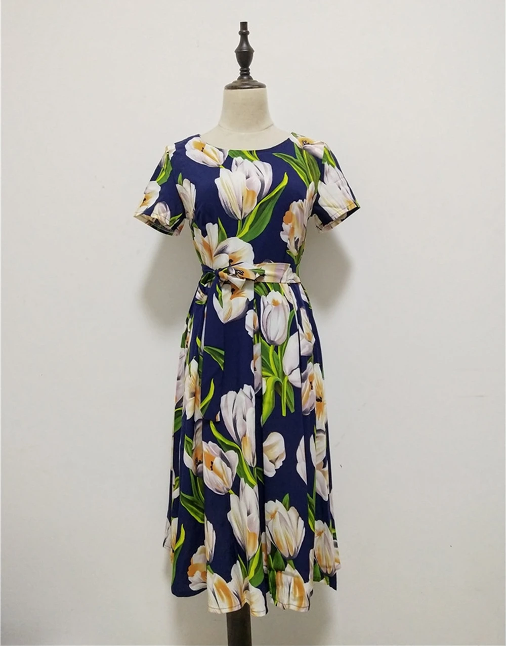 Женское пляжное платье с цветочным принтом Повседневное миди трапециевидной