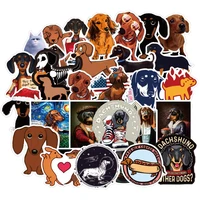 50 pcs dachshund dog sticker waterproof for on skateboard hydro fask laptop suitcase cute animal cartoon stickers