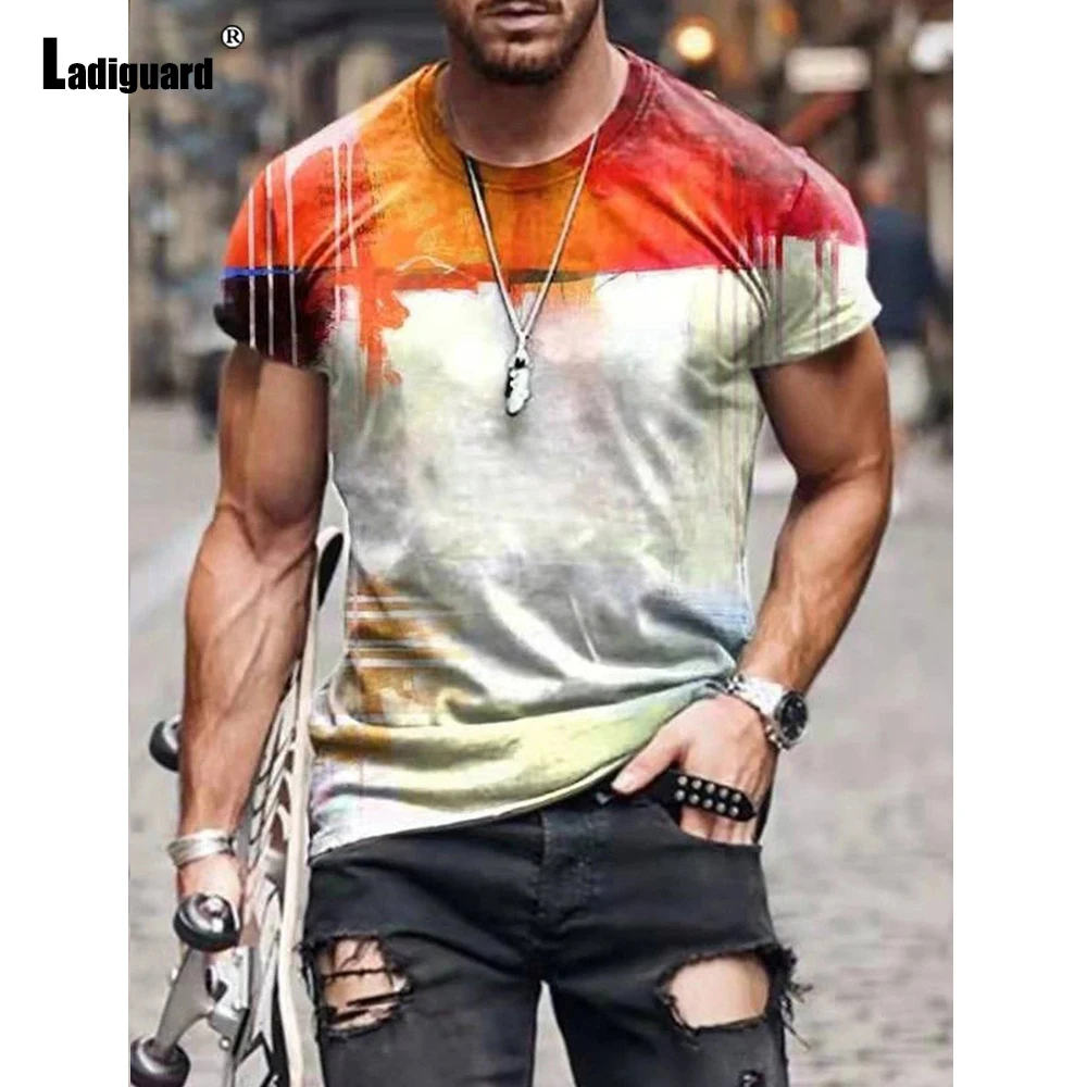 

Garmenting Plus SIze Mens Fashion 3D Printed Tops Sexy Masculinas T-shirt 2021 New Summer Casual Pullovers Tees Clothing Man 5XL