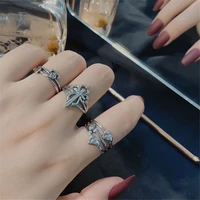 hip hoprock metal geometry circular punk rings set opening index finger accessories buckle joint tail ring for women jewelry