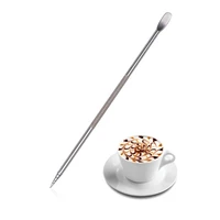 stainless steel coffee art pen coffee fancy stitch barista tool for cappuccino latte espresso decorating
