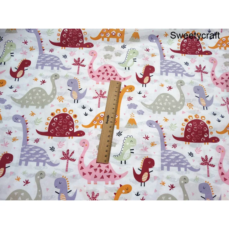Хлопчатобумажная ткань с принтом динозавра из мультфильма Швейные стеганые