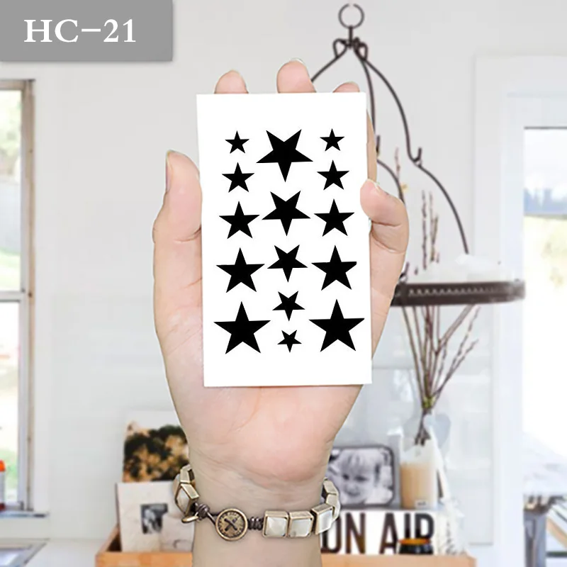 Водонепроницаемая Временная маленькая и большая черная звезда боди арт тату