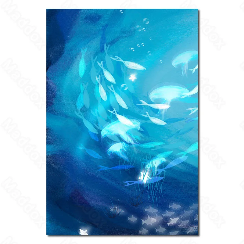 

Waterproof Ink Blue Series Fantasy Still Life Personality Bedroom Murals Fashion Creative Restaurant Frameless Murals