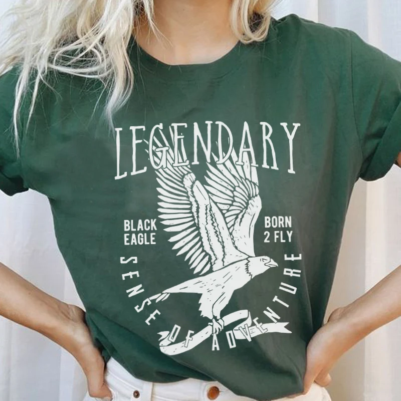 

Футболка женская с принтом легендарного орла, хлопковая оверсайз футболка в стиле бохо, винтажная Эстетическая футболка, Топы, лето 2021