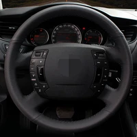 hand sew diy black car accessories steering wheel cover for citroen c5 2008 2009 2010 2011 2012 2013 2014 2015 2016 2017