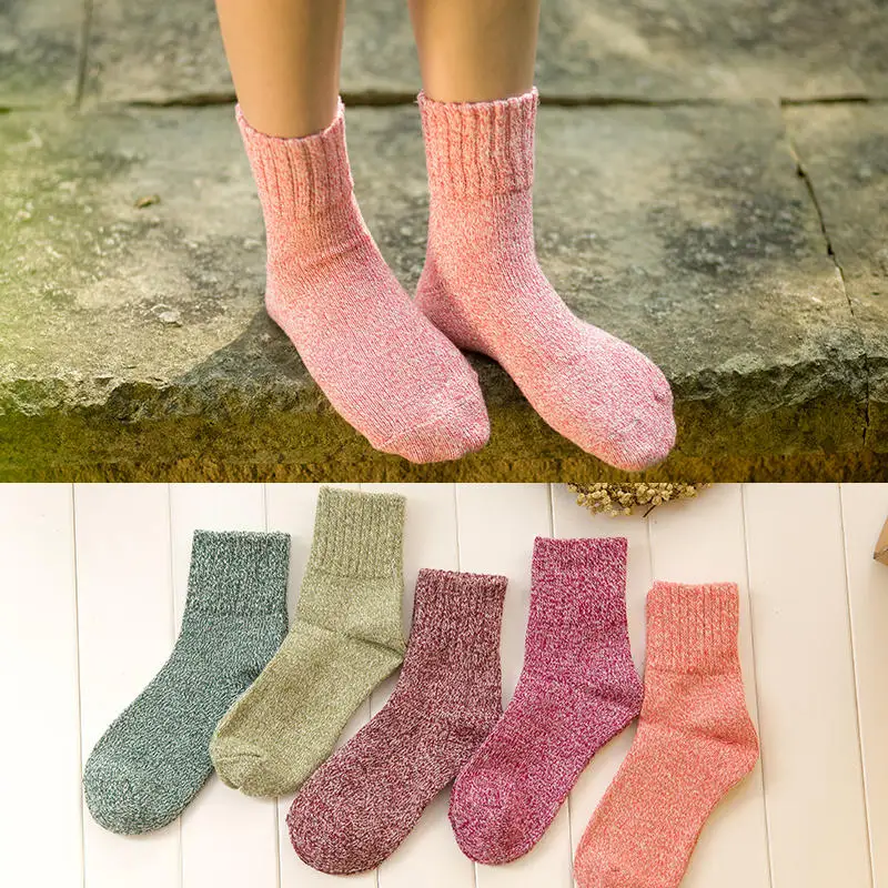 Женские шерстяные носки, одноцветные, высокое качество, Осень-зима, ребристый верх, рисовые, повседневные, базовые, цветные, мягкие носки для женщин, девушек