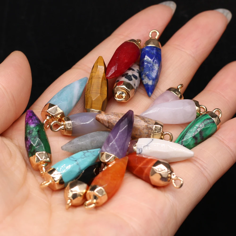 

Natural Stone Pendants Cone Shape Turquoise Lapis lazuli for Jewelry Making Women Necklace Earrings Gfits Accessories