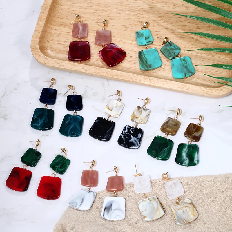Модные Разноцветные Акриловые геометрические серьги для женщин винтажные