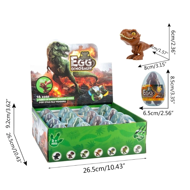 

16pc Hatching Finger Dinosaur Egg Toy Creative Model Dinosaur Toy Chilren's Gift for 3+ Year Old Kids (4 Styles)
