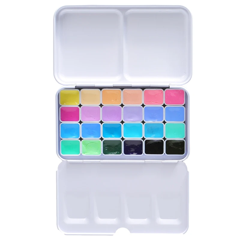 

Rubens Aquarela 24 color watercolor paint, candy colors 0.8ml Acuarelas mini tin box, Art Supplies