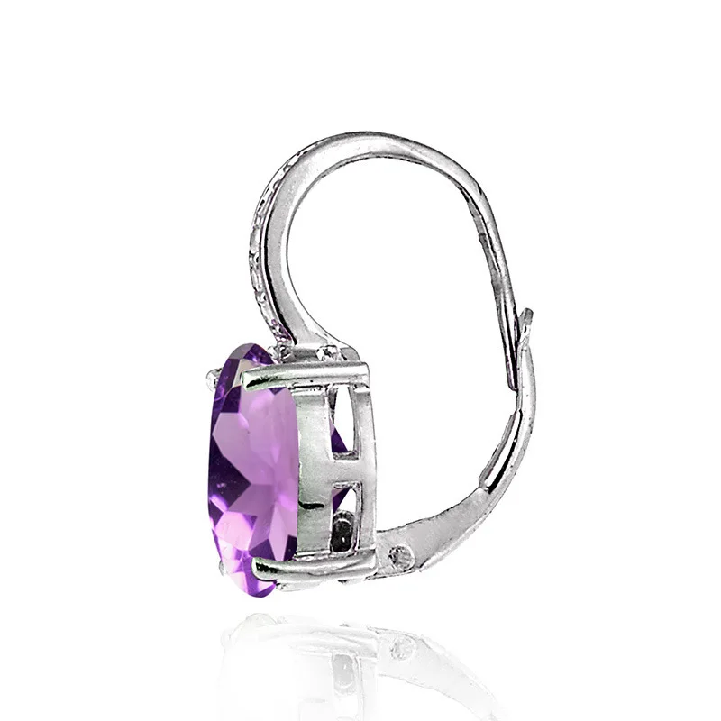 Серьги женские из серебра 925 пробы с аметистом и золотом 18 карат | Украшения