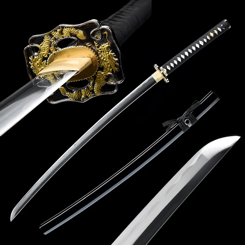 

Ручная работа, мечи дракона, 1045 углеродистая сталь, японские катаны, блестящие мечи воина, полностью Тан
