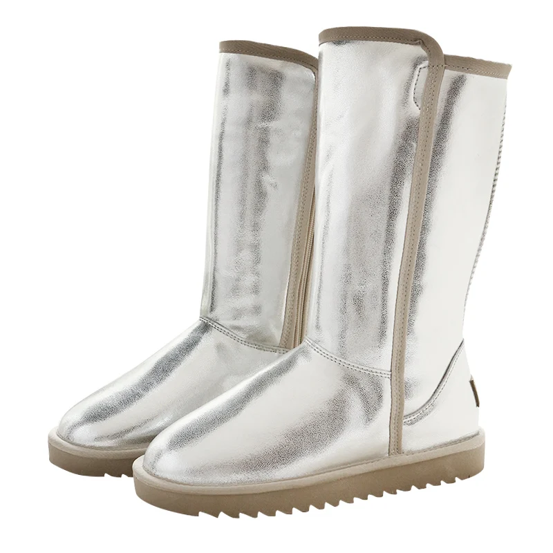 

Shiny Leather Women's Long Boots Warm Plush Winter Snow Boots Platform Zipper Casual Fluffy Non-slip Botas Mujer Anti-cold Shoes