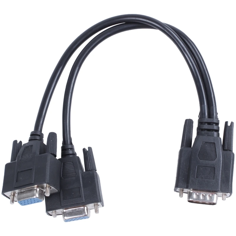 VGA 15 Pin штекер 2 гнездовые разъемы компьютерный Соединительный кабель черный