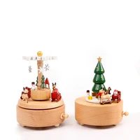 creative carousel music box christmas tree shape crafts wooden music box for birthday gift christmas bedroom decorations