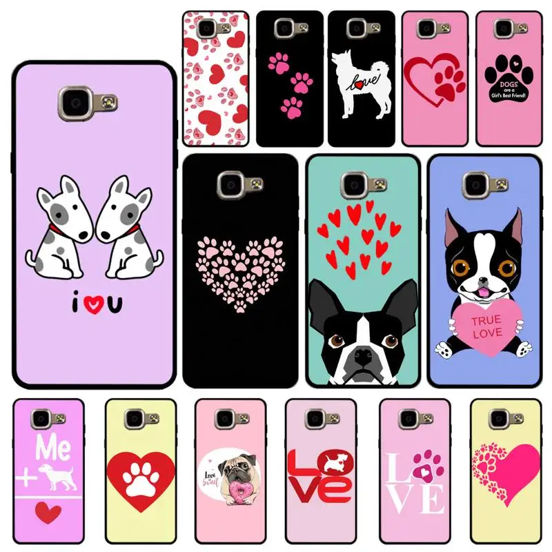 Мягкий чехол FHNBLJ для телефона с сердечками собаками щенками любовью Samsung A6 A8 Plus A7