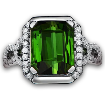 Женское кольцо из чистого золота 18 К с натуральным турмалином в форме сердца |