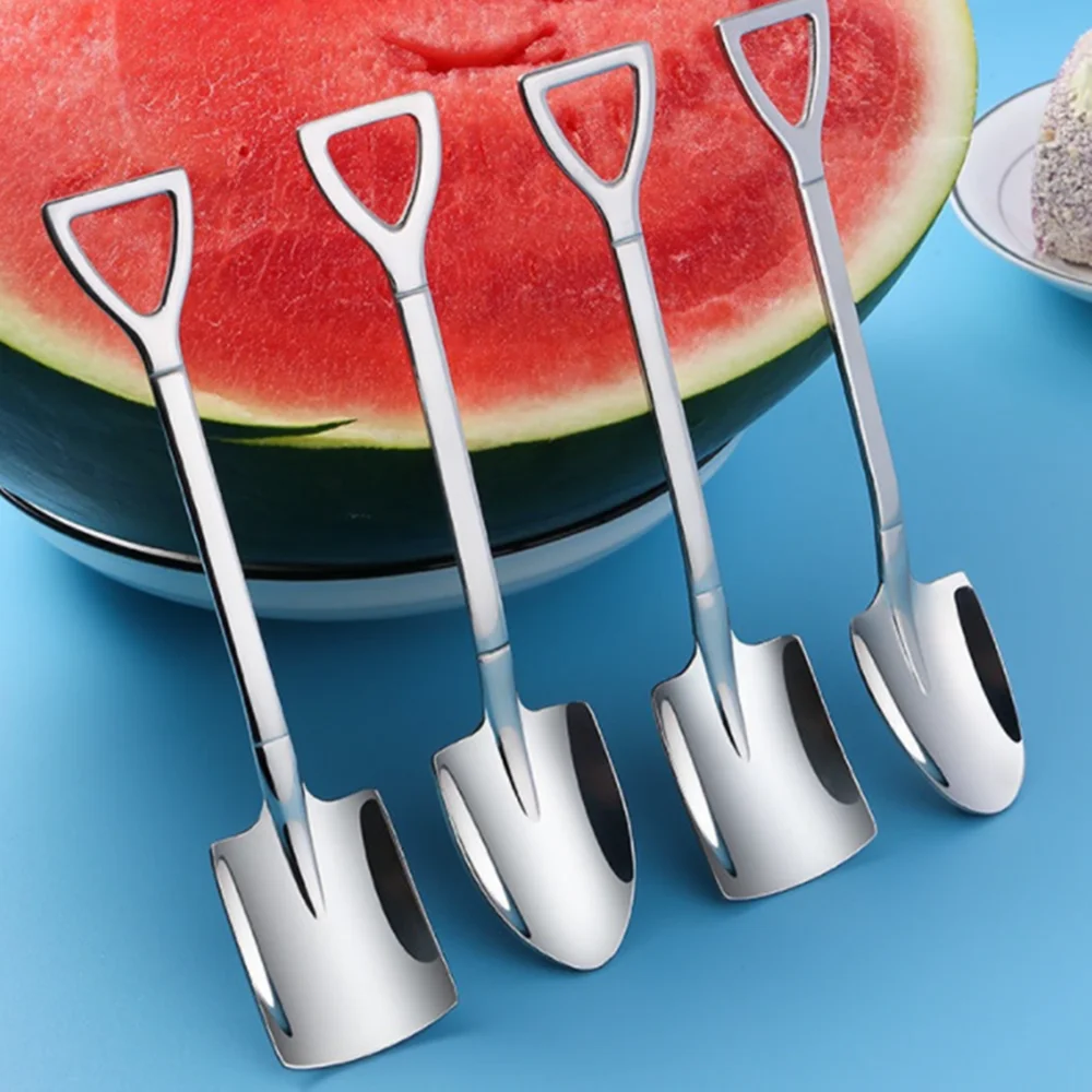 

2Pcs Stainless Steel Coffee Spoons Retro Ice Cream Spoons Shovel Creative Dining Spoons Tableware Bar Tool Cutlery