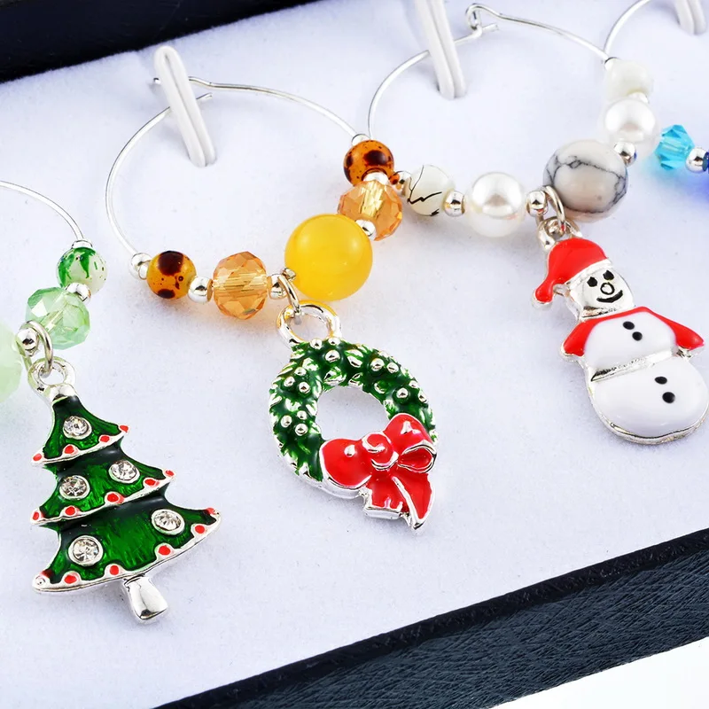 6 шт./кор. Смешанные Подвески для вина рождественские украшения дома стола